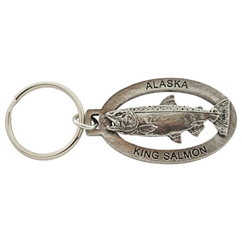 Alaska King Salmon Keychain, A600KC, 2”, Pewter, Metal, Chinook, Souvenir,