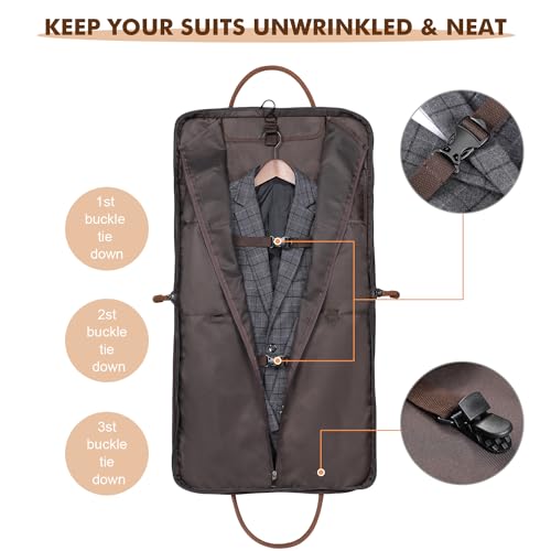 S-Zone Carry On Garment Bag For Business Travel Canvas Leather Men Suit Cover thumb #2