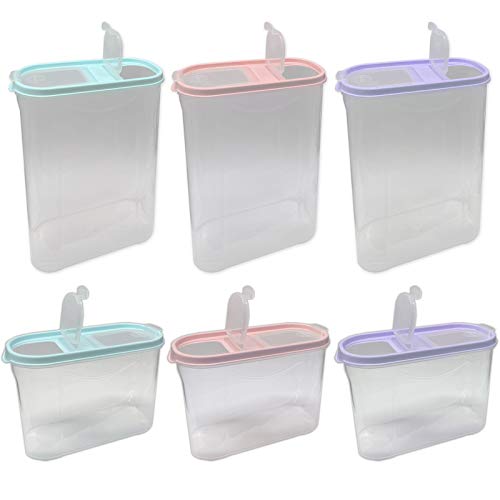 HAC24 6er Set Schüttdose Vorratsdose Je 3x 1,4 Liter & 3x 2,8 Liter Aufbewahrungsdose Streudosen Frischhaltedosen Müslidose Lebensmittel Vorratsbehälter