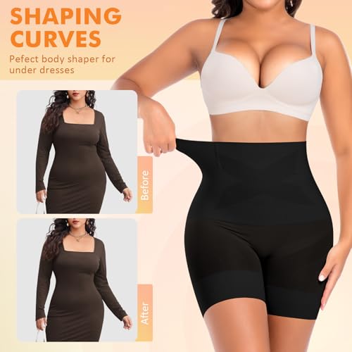 Image of Werena Shapewear for Women Tummy Control Shaping Shorts High Waist Body Shaper Panties Underwear Slip Shorts Under Dresses