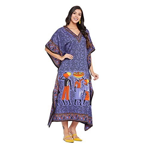 Image of Oussum Women Plus Size Kaftan Kimono Loose Maxi summer dresses for women Beach 3 /4 Sleeve Casual lounge dress Boho