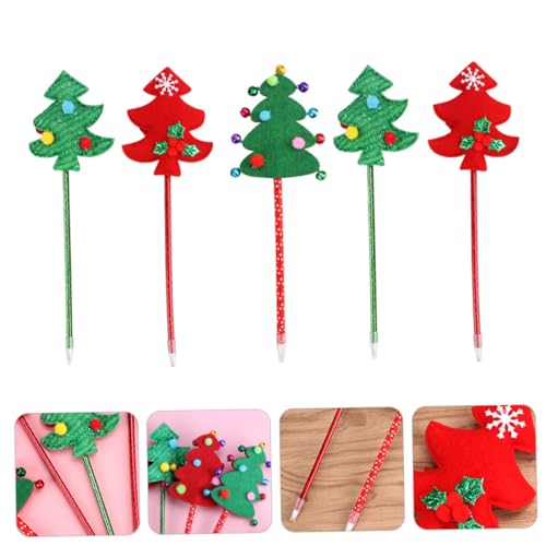 Bolígrafos Navideños de Árbol para Regalos Escolares, Pack de 5 Piezas de Plástico Infantil 6