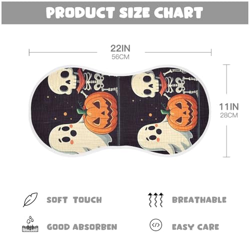 Muslin Burp Cloth for Baby 4PCS Mini Halloween Ghost Skeleton Super Absorbent Burping Cloths, Bibs for Newborn Boys Girls4