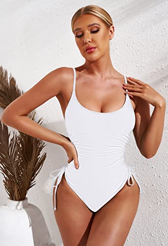 Image of Viottiset Women's Ruched High Cut One Piece Swimsuit Tummy Control Bathing Suit Monokini