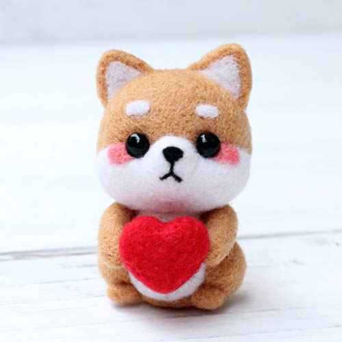 Luluspace Filzwolle Set Trockenfilzen Nähset Märchenwolle Anfänger Set Mit Filznadeln Werkzeug Starter Kit Für Nadel Filz DIY Handwerk Weihnachten Puppe Deko -Herz Hund Cover