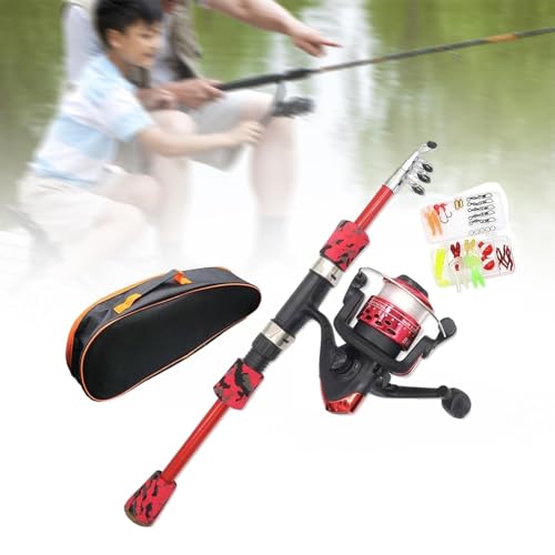 Sharplace Kids Fishing Rod Set Telescopic Fishing Rod Parent Child Activities with Lures Kid Fishing Pole and Tackle Box for Beginners, Red - Image 6