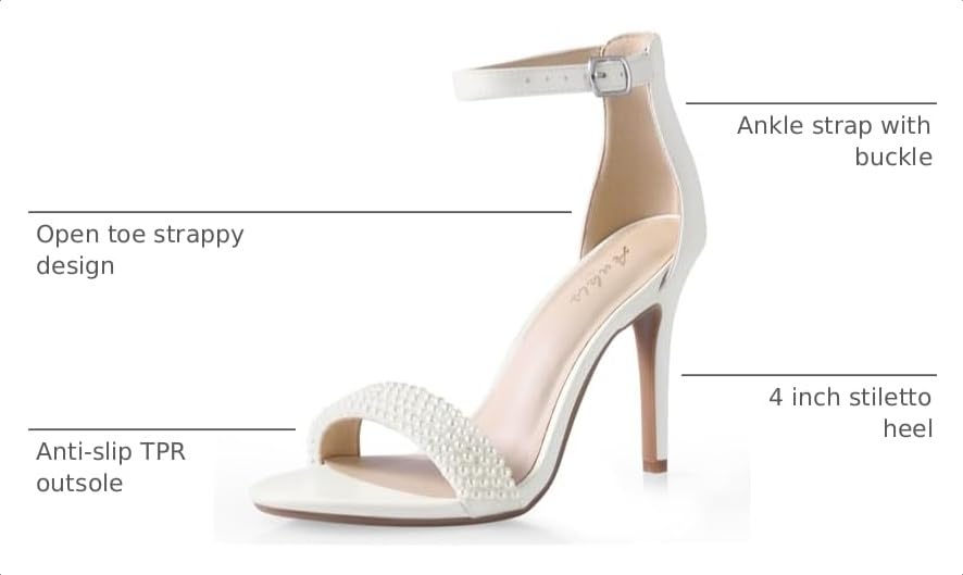 Image of Ankis High Heels for Women 4 Inches, Black Nude Gold Stiletto Heels Open Toe Ankle Strap Heeled Sandals for Dressy Wedding Party