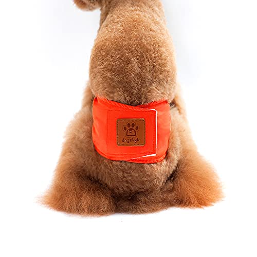 PETANGEL Small Male Dog Wrap Reusable Diaper | Boy Belly Band Washable Diaper | Anti Urinary Physiological Sanitary Nappy Pant for Small Boy Dogs Cats (Orange, Size: L, Adjustable Waist: 42 cm - 47 cm) (B09HR3J5L8) Amazon Price History, Amazon Price Tracker