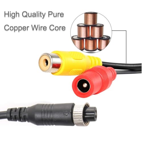 EWAY 4 Pin Aviation Female to RCA Female Adapter Cable, M12 4-Pin to RCA Video AV DC Female Connector Wire, RCA to 4-PIN Monitor/Camera Adapter Video Cable for Car Backup Camera - Thumbnail 5