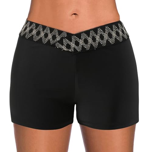 Bañador short mujer talle alto apretado de natación y pantalón corto baño