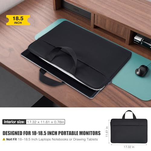 Image of 18.5 Inch Portable Monitor Case, Protective Carrying Sleeve for VisionOwl InnoView Upperizon Usparkle Ingnok iProda Motyeowe Cocopar HONGO, 18-18.5 inch Portable Monitor Carrying Computer Bag, Black
