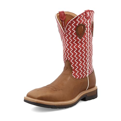 Image of Twisted X Men's 12 inch Western Work Boot, Square Toe, Distressed Saddle Shoulder & Cherry, 11.5 EE