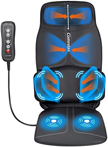 Back Massager Pad Vibrating Back Massager, Height-Adjustable Massage Chair Pad for Home Office Use, 3 Modes & 3 Intensities to Compress and Relieve Massagers for Neck and Back, Soft Leather