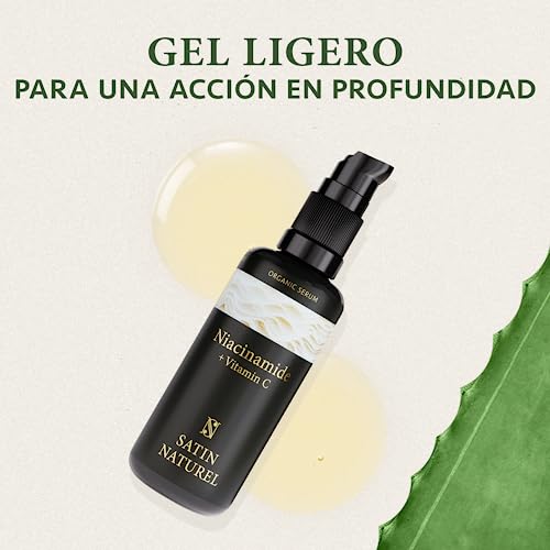 Satin Naturel Sérum Niacinamida 100ml – Con Vitamina C, Ácido Hialurónico y Aloe Vera Orgánica – Antimanchas, Antiacné, Hidratante y Antiarrugas para Piel Grasa y Mixta - imagen 5
