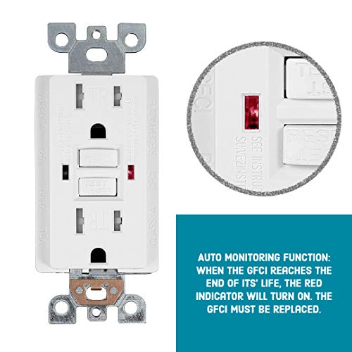 Gfci Duplex Outlet Receptacle, Tamper Resistant & Weather Resistant 20-Amp/125-Volt, Self-Test Function With Led Indicator, Ul Listed, Electrical Outlet, Gfci Outlet - Wall Plate And Screws Included #TOP3