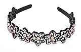 Yeshan Rhinestone and Crystal Beaded Flower Design Plastic Headband, Hairband for girls,Multicolor