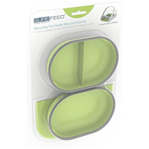 SureFlap SureFeed Microchip Pet Feeder Mat and Bowl Set, Green Cover