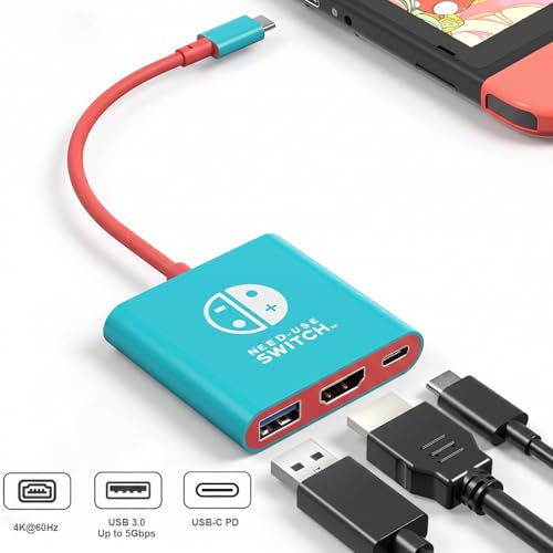 Image of Switch Dock, Portable TV Docking Station Compatible with Steam Deck /ROG Ally /Legion GO, 3-in-1 Switch Travel Dock with HDMI 4K@60Hz, 100W Charge PD Port and USB 3.0