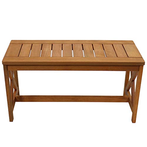 Sunnydaze 35-Inch Meranti Wood Outdoor Patio Coffee Table With Teak Finish #TOP6