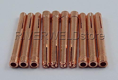 Image of RIVERWELD TIG Torch Collets 10N21 0.020 inch & 0.5mm Consumables 10pcs | for QQ300 PTA DB SR WP 17 18 26 TIG Welding Torch Accessories