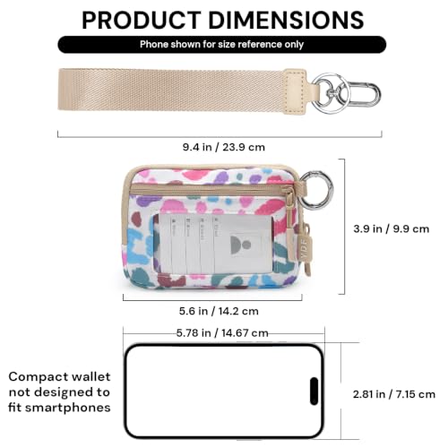 Image of Small Wristlet Wallets for Women with Clear ID Window, Keychain Coin Purse | Organized Interior with 3 Card Slots, Inner Mesh Pouch, Lipstick Holder, Metal Key Ring and Detachable Wrist Strap