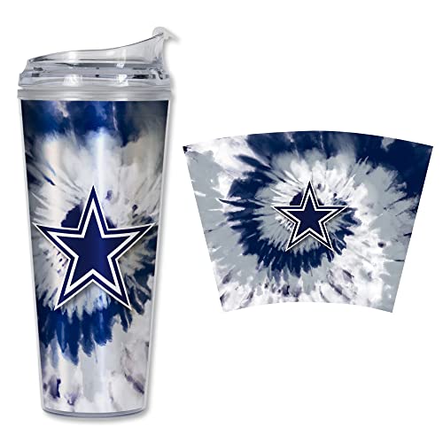 Image of Rico Industries NFL Football Glitter 24oz Acrylic Glitter Tumbler with Hinged Lid, Officially Licensed Double Wall Tumbler with Straw