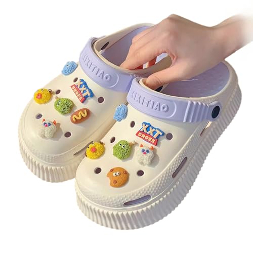 Women’s Slides with Holes and Charms Cute Summer Slippers Non-Slip Sandals