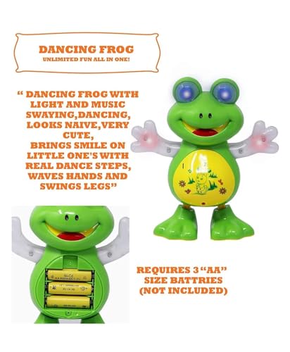 Image of LED Flashing Light and Music Toys for Kids 1+ to 5+ Year | Babies Real Actions Best Birthday Christmas Gift Indoor Fun Activities (Frog)