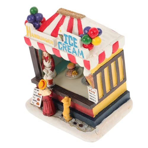 GOOHOCHY Christmas Decorations Resin Small House Led Light Christmas Ornament Battery-Powered