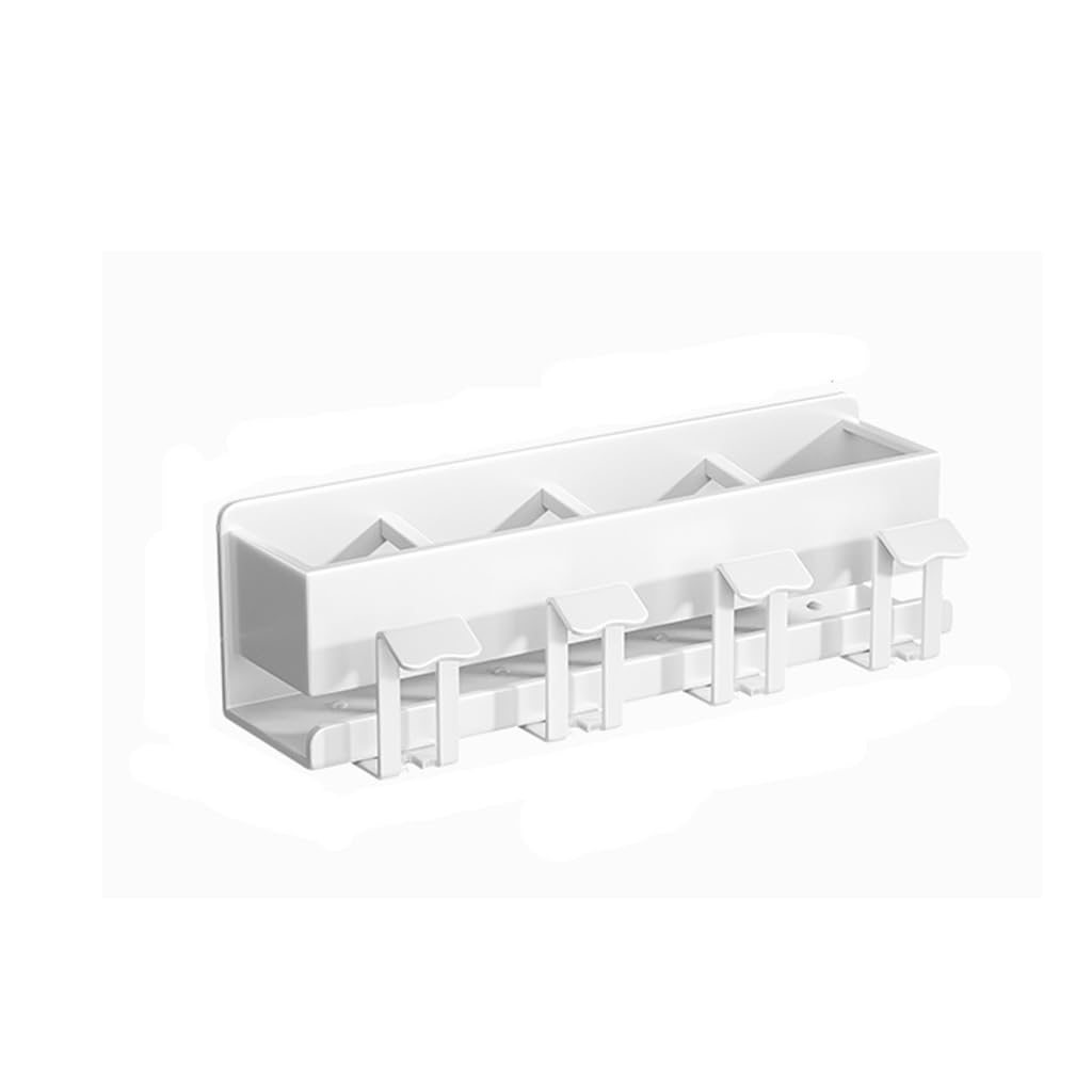 Porta Cepillo de Dientes Estante for taza de cepillo de dientes, taza de enjuague bucal de perforación libre, taza de cepillado, estante de almacenamiento de pasta de dientes montado en la pared
