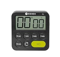 HENDI Küchentimer, digital, 3 Alarmeinstellungen, Stoppuhr, ausklappbarer Ständer, Aufhängeloch, magnetisch, LED-Beleuchtung, digitaler Timer, Kurzzeitwecker, 82x20x(H)88mm, ABS