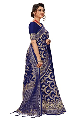 Image of TRENDMALLS Women's Banarasi Silk Saree with Unstitched Blouse Piece