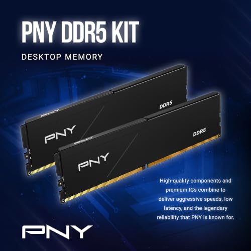 Image of PNY DDR5 32GB (2x16GB) 5600MHz CL46 Low Profile Desktop Memory Kit | PC5-44800, CL46, 1.1V, 288-Pin, RAM, Compatible: 5200MHz, 4800MHz - MD32GK2D5560046LP