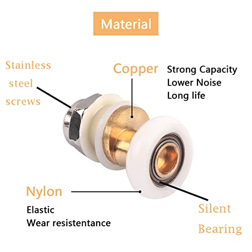 ATOPLEE 4pcs Shower Door Rollers,Roller Diameter 27mm for The Bathroom Glass Sliding Door Pulleys/Runners/Wheels, Quiet Shower Glass Door Rollers Replacement