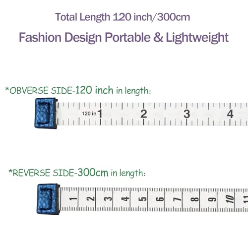 Image of Tape Measure for Body Measuring Tape Double Scale Body Sewing Flexible Ruler for Medical Body Measurement Tailor Craft Ruler, Retractable Key Chain Mini Tape Measure 120 Inches /300cm (Royal Blue)