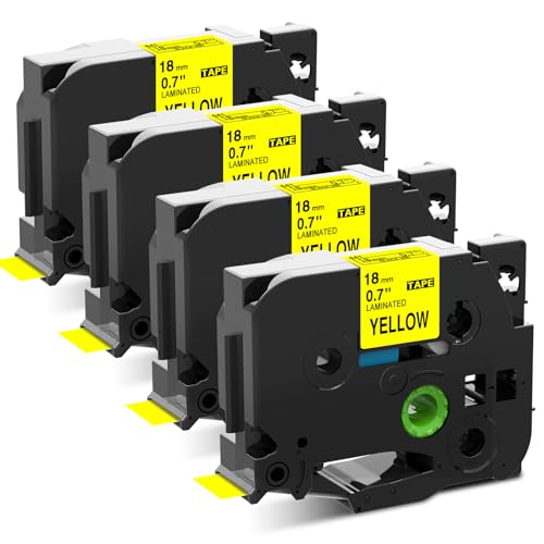 TZe-641 Schwarz auf Gelb Kompatibel für Brother P-Touch Bänder 18mm Schriftband TZ641 Tape Cassette 0.7 Laminated Etikettenband für Brother Ptouch D400 D600 P700 1830 2430, 18mm x 8m