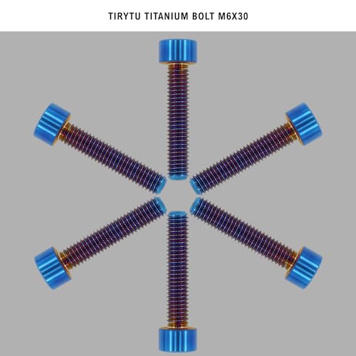 Image of M6x30mm Titanium Bolts, Burnt Blue, 6PC | Lightweight Hex Socket Screws, MTB /Road Bike /Motorcycle, Corrosion Resistant, Marine Grade Fasteners