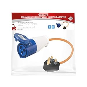 GADLANE 13A Plug to 16A Socket Adapter Lead Caravan To 3 Pin 240 V UK Mains Supply Electric Hook Up For Campervan…