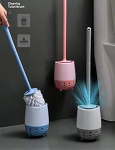 HomeCloud Toilet Brush | Wall Mounted Toilet Cleaning Brushes |Brushes for Bathroom Cleaning Japanese Designed Modern Design with Soft Bristle Can Also be Wall Hanged.with Holder (Pink), Plastic