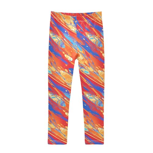 Abstract Marble Textured Pattern Kids Girl's Athletic Leggings Comfortable Full Length Sweatpants Exercise