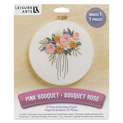 Image of LEISURE ARTS Embroidery Kit 6 inch Bouquet - Embroidery Kit for Beginners and Adults, Cross Stitch Kits with Patterns, DIY Starter Set for Seasonal Craft Projects