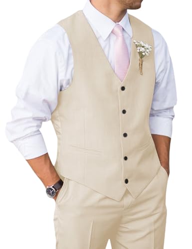 Mens Suit 2 Piece Slim Fit Suit for Men Vest Pants Suit Set for Wedding Groom Formal Business