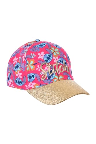 Disney Stitch Chapeau pour Fille, Casquette de Baseball Classique, Design 3D Pailleté, Cadeau pour Fille | Rose