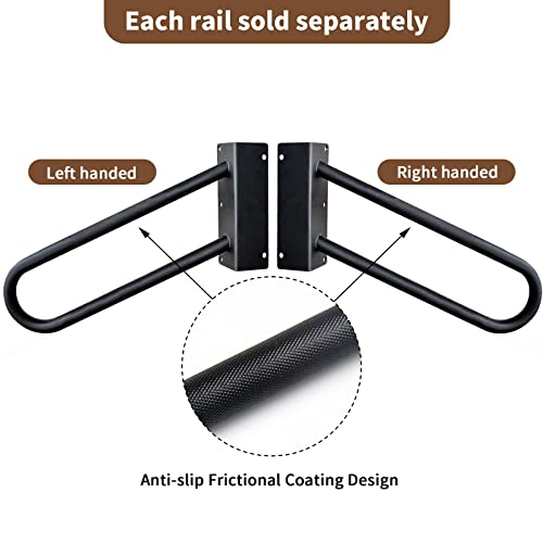 Hohong Handrails For Outdoor Steps, 18Inch Non-Slip Handrail For Stairs, Outdoor Stair Railing Hand Rails For Elderly, Kids, Disabled - (Black, Right) #TOP1