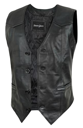 Leather Vest Men – V-Neck Western Biker Style Sleeveless Mens Leather Jacket Motorcycle Riding Vest Cowboy Look2