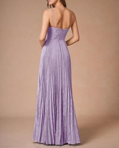 Floral Bridesmaid Dresses for Women with Slit V Neck A-line Formal Maxi Dress with Pockets LA2282
