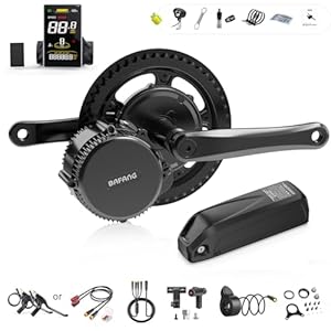 BAFANG 48V 750W Mid-Motor BBS02B Mid-Drive E-bike Conversie Kit met Accu, E-bike Conversie Kit met grote SW-M58 Display en 44T Kettingwiel voor BB68mm
