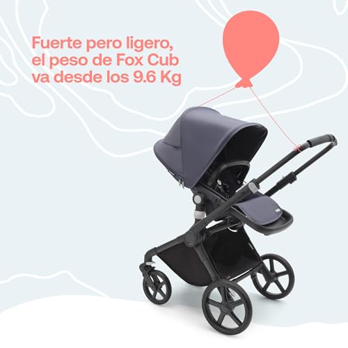Miniatura 8 de Bugaboo Fox Cub - Carrito Todoterreno, Con Capazo Y Silla De Paseo Fuerte Y Ligera, Diseño Duradero Con Capota Para El Sol Extra Grande, Se Pliega En Una Sola Pieza Portable, Stormy Blue