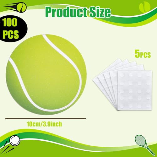 Image of Glitter Tennis Cutouts- 100Pcs Sport Ball Cut Outs Bulletin Board Tennis Ball Shape DIY Paper Cuts Party Decorations for Kids Teenagers Men Sports Birthday Baby Shower Party Favor Home Game Day Decors