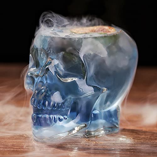 Cgizea 2 Piece Skull Glass Cups 13.5Oz Halloween Skull Decor Cups Crystal Skull Shot Glasses Vodka Spirits Clear Glass Cups Stylish Tiki Glass Tiki Mug Tiki Cup Cocktail Glasses Hawaiian Style Glass #TOP4